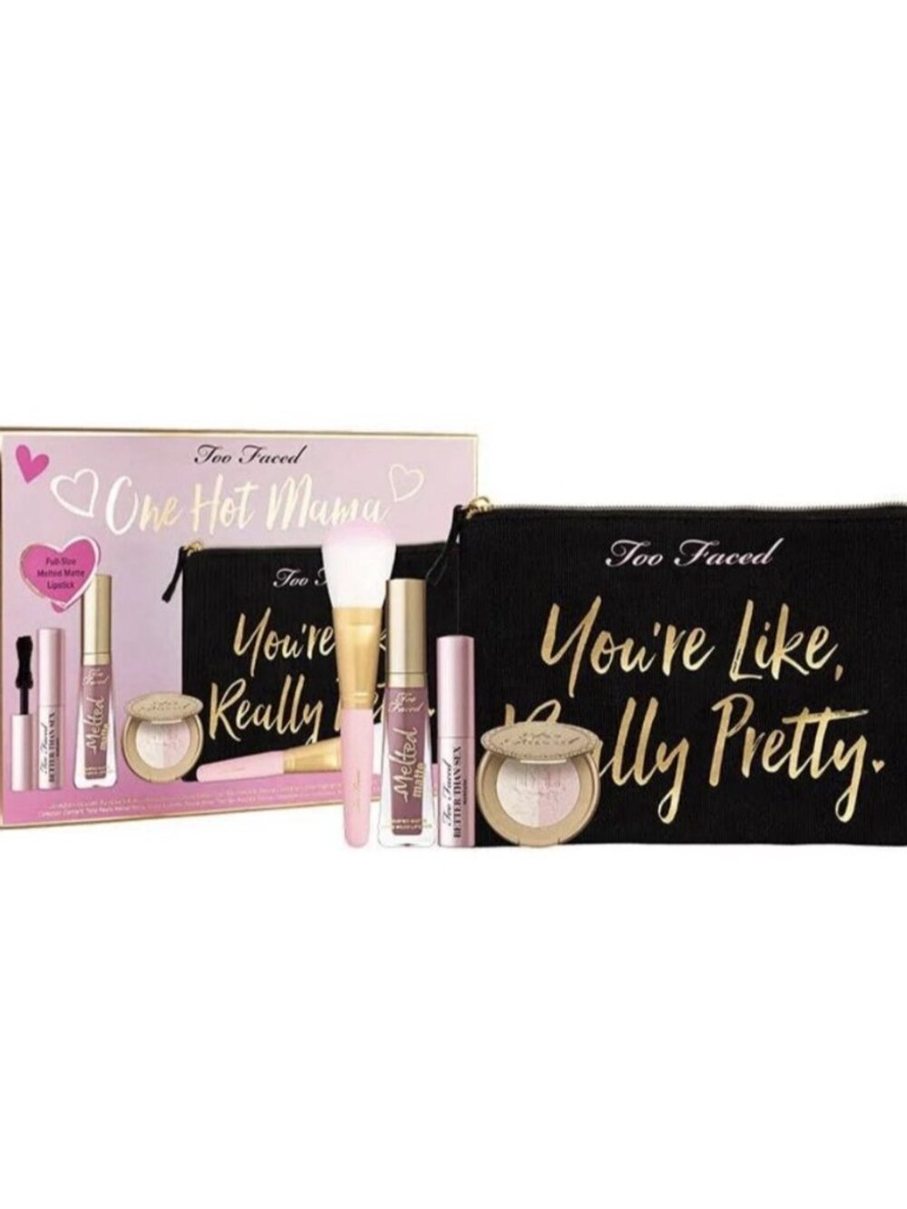 Too Faced Limited Edition 5-Pc. One Hot Mama Set with Pouch New In Box Queen‎ B